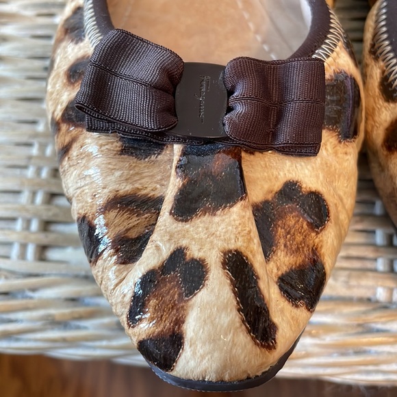 Salvatore Ferragamo My Joy Patent Leather Leopard print ballet flats sz 7 - Picture 12 of 16